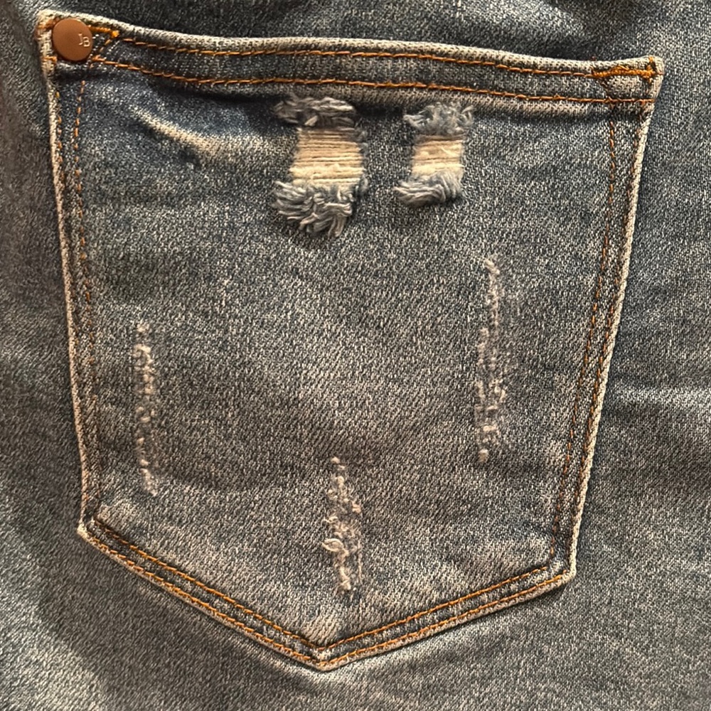 Judy Blue Red Jean Shorts Distressed Cut-Off Style - Picture 7 of 7